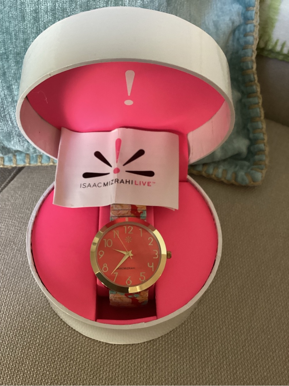 Isaac Mizrahi Gold-Tone Case Watch with Silver Expansion Band